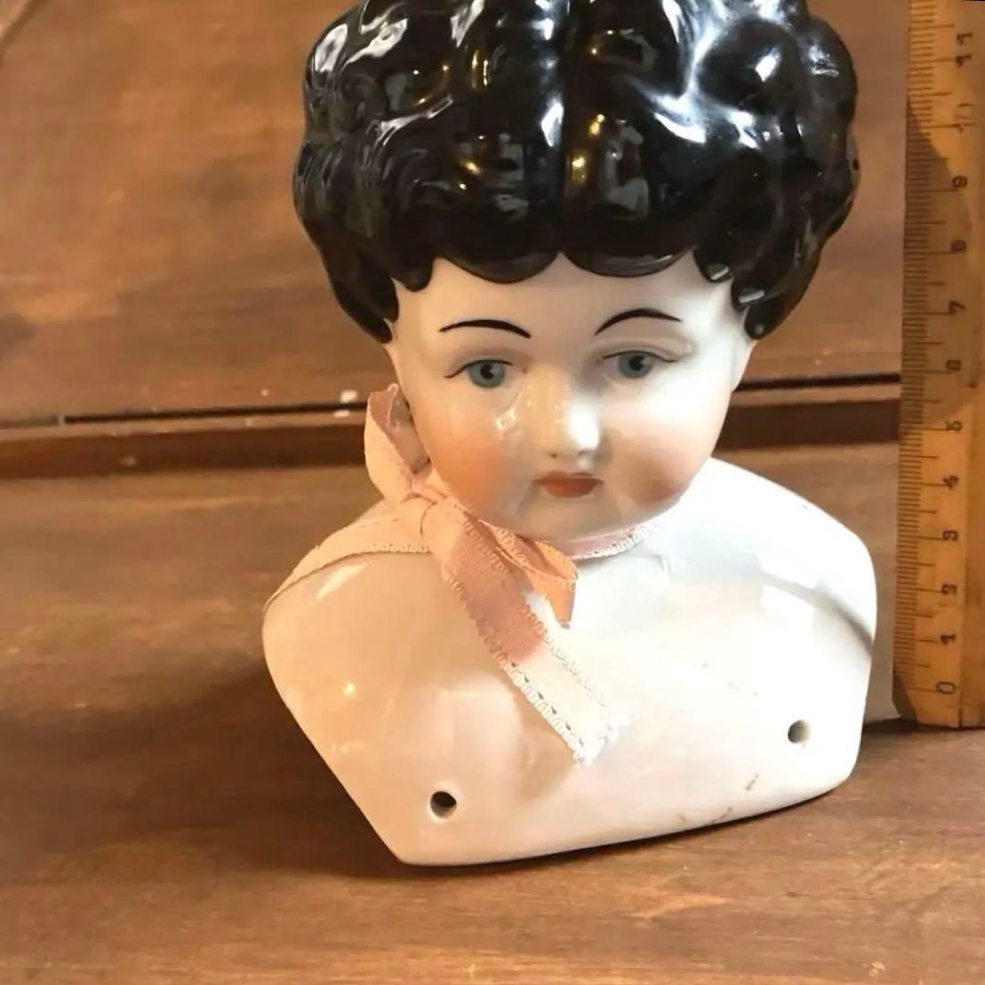 ドイツアンティークチャイナヘッドドール　ショルダーヘッド　大きめ