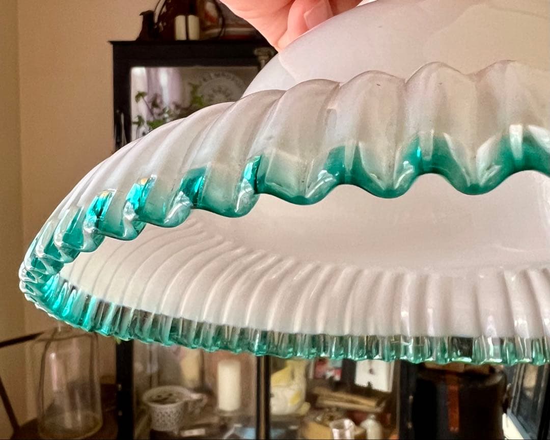 大正ロマン　ガラス電笠　古民家　古道具　アンティーク　照明　吹きガラス　レトロ