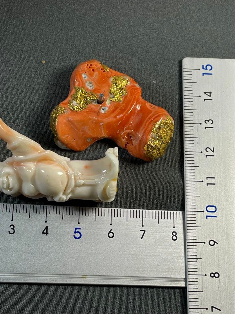 天然珊瑚置物赤珊瑚を持った「布袋」像 縁起物