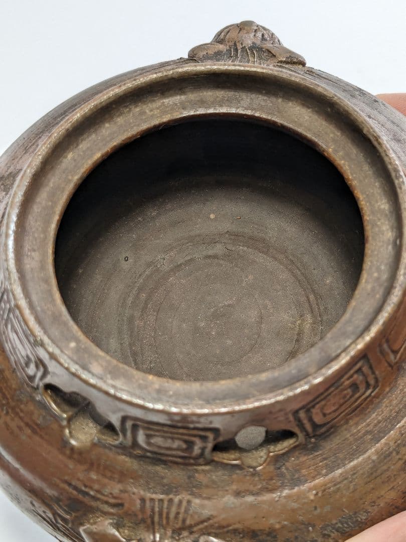 窯元松園 備前焼 獅子摘み三足香炉 共箱共布栞 香道具 茶道具 アロマグッズ