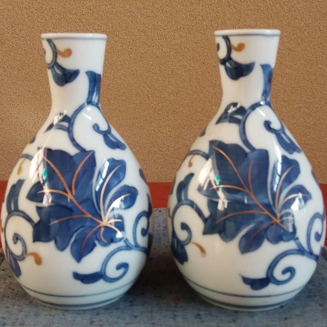 骨董　伊万里焼　蔦柄金彩酒器2本セット 明治 大正ロマン 昭和レトロ 手描き