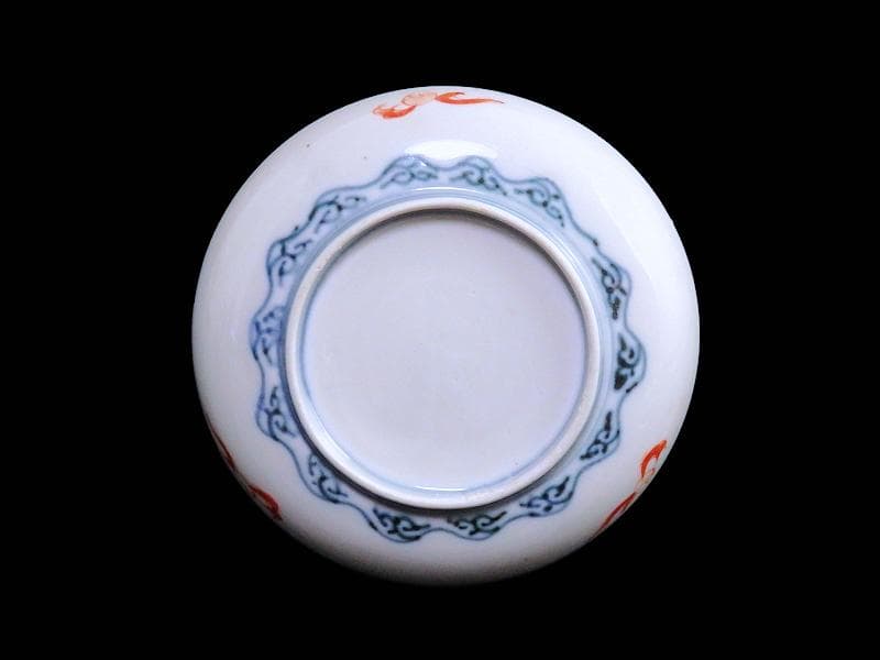 古伊万里　金襴手　紅葉に鳥居　花鳥紋の図　５寸皿　３枚　E549AS-COc