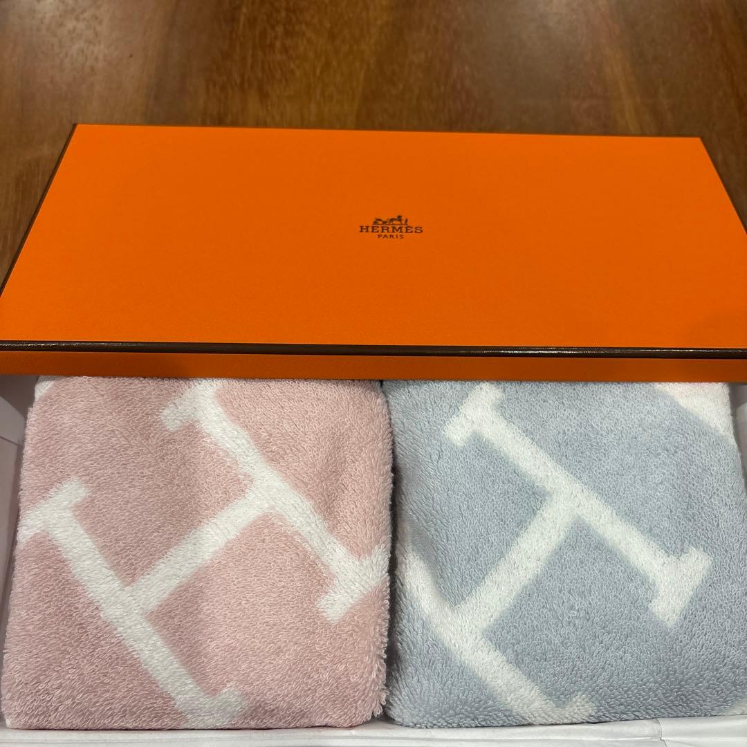 HERMES タオルハンカチセット ピンク ブルー