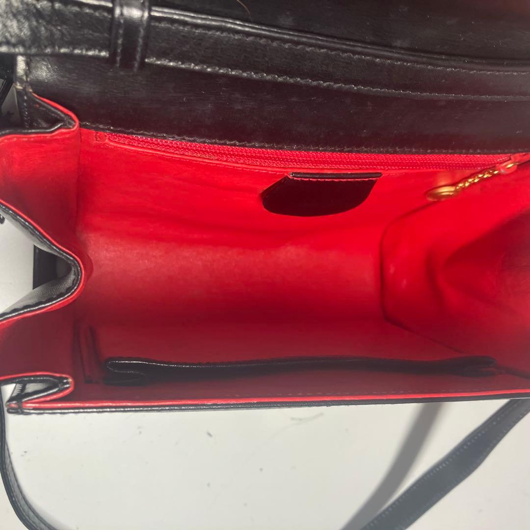 希少Gucci レザーショルダーバッグ ブラック オールドグッチ レアフォーマル