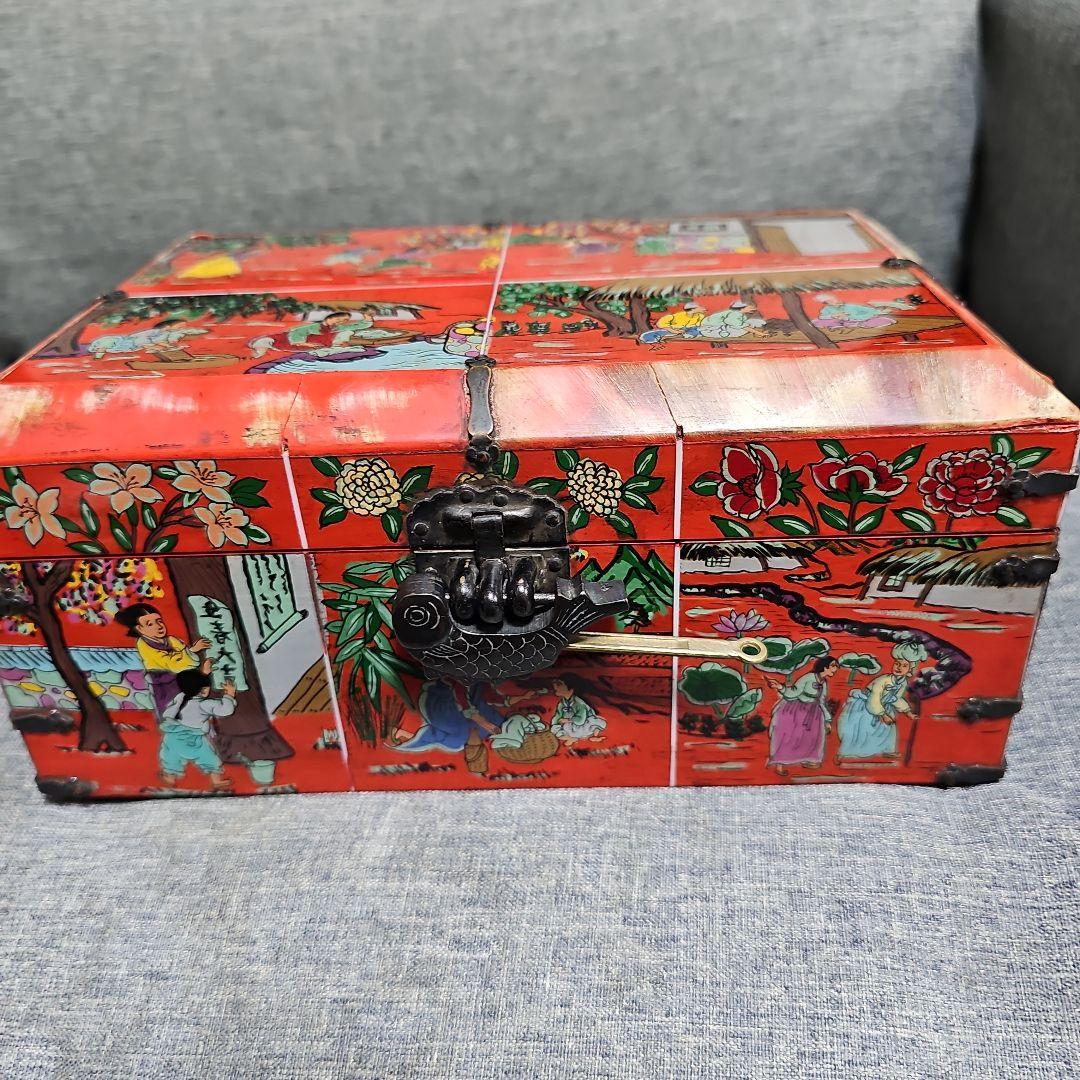 韓国 高麗華角 宝石箱 錠前付き 写し