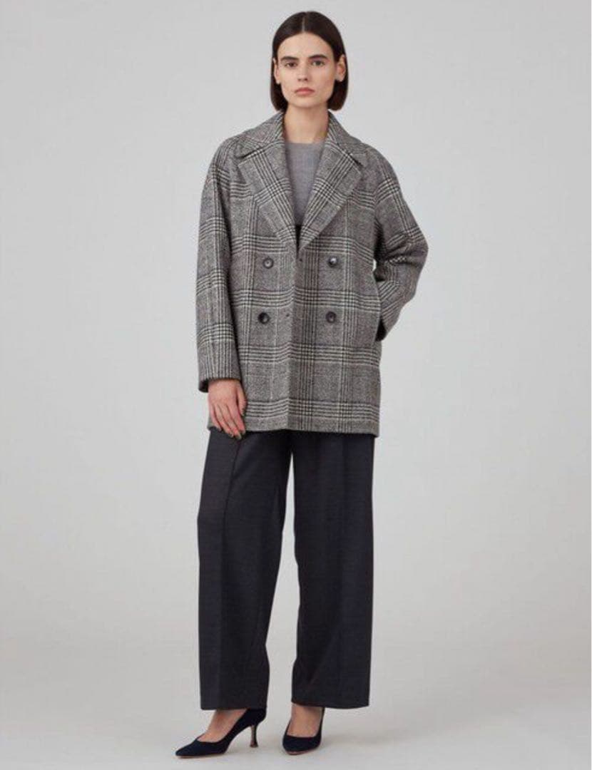 TOMORROWLANDcollection ウールカシミヤグレンチェックコート