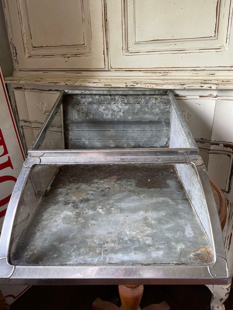 フランス　アンティーク　ディスプレイ　ショー　ケース　ガラス　ブリキ　お菓子レア