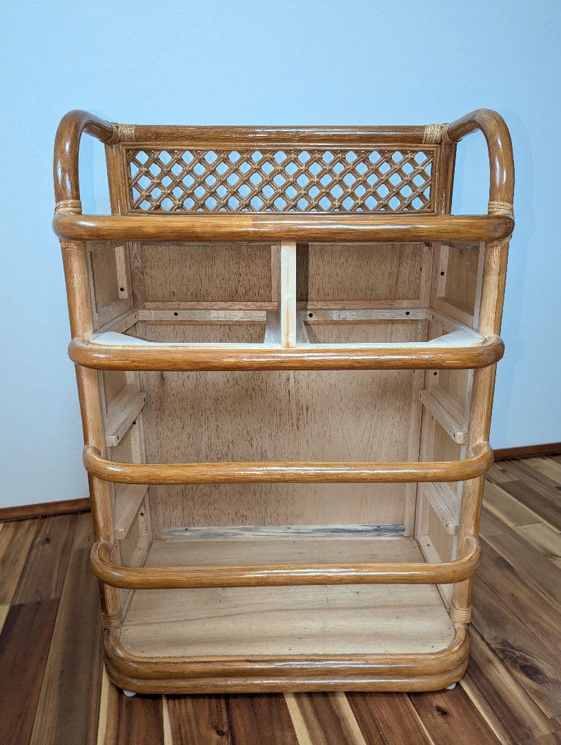 籐 ラタン チェスト 収納 タンス ４段　インテリア アンティーク 棚