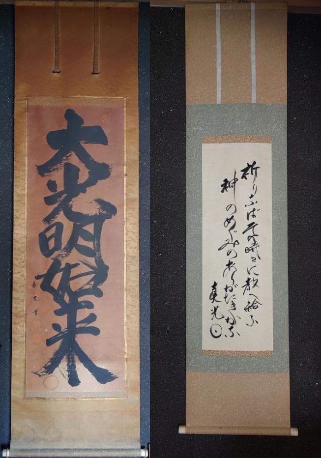 【掛軸】大光明如来 大光明 書 掛け軸 二幅