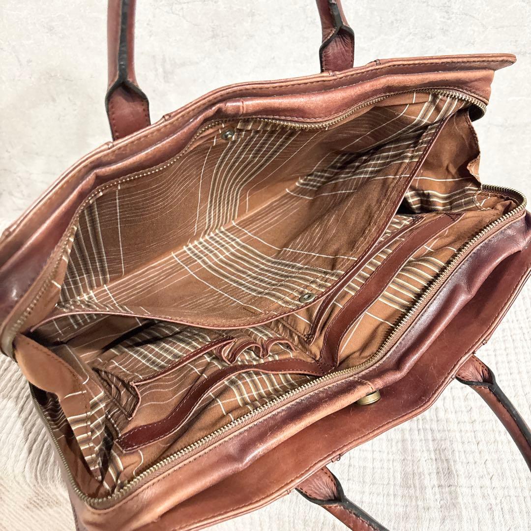 マザーハウス ビジネスバッグ 2way アンティーク レザー ブラウン