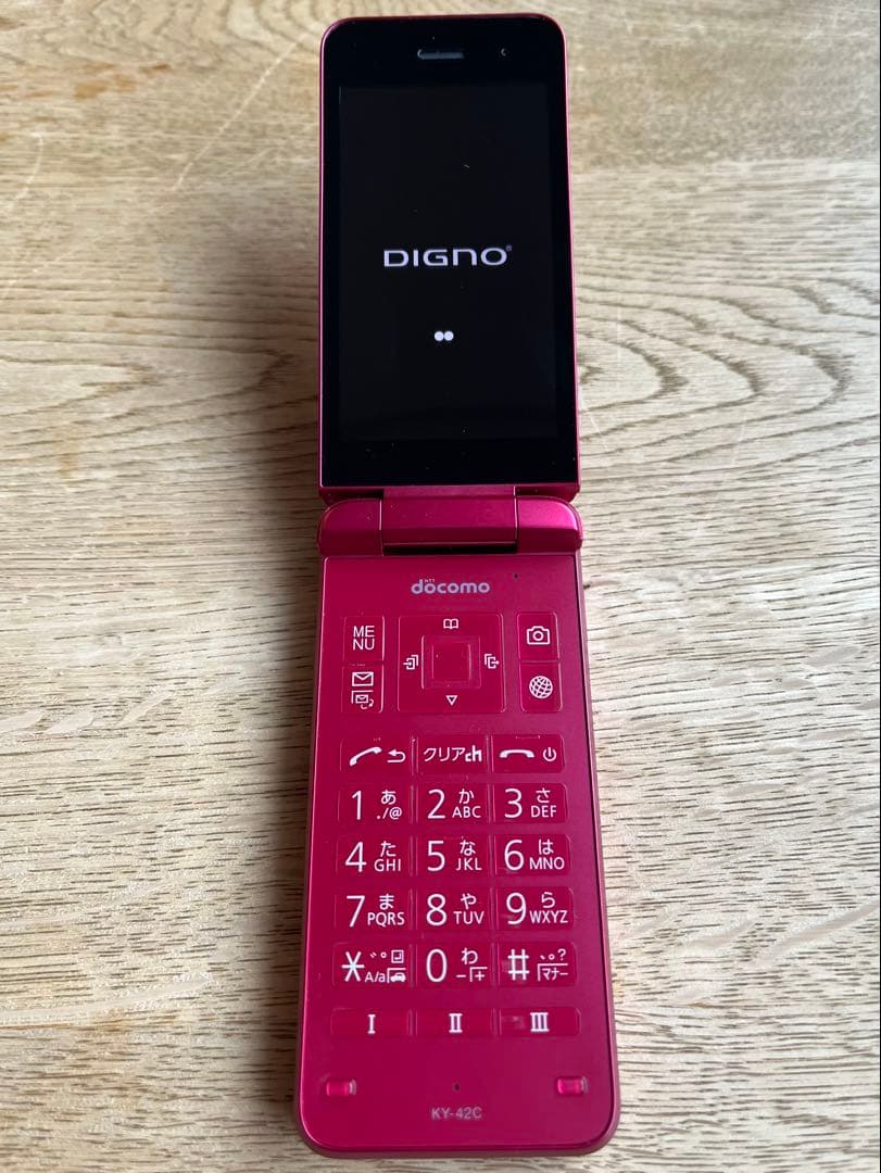 【美品】京セラDIGNO KY-42C レッド 折りたたみ携帯電話 ガラホ