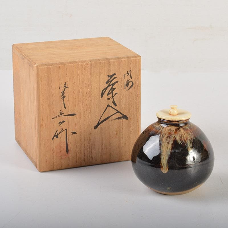 茶道具　桶谷定一作　内海茶入　共箱　V　6691