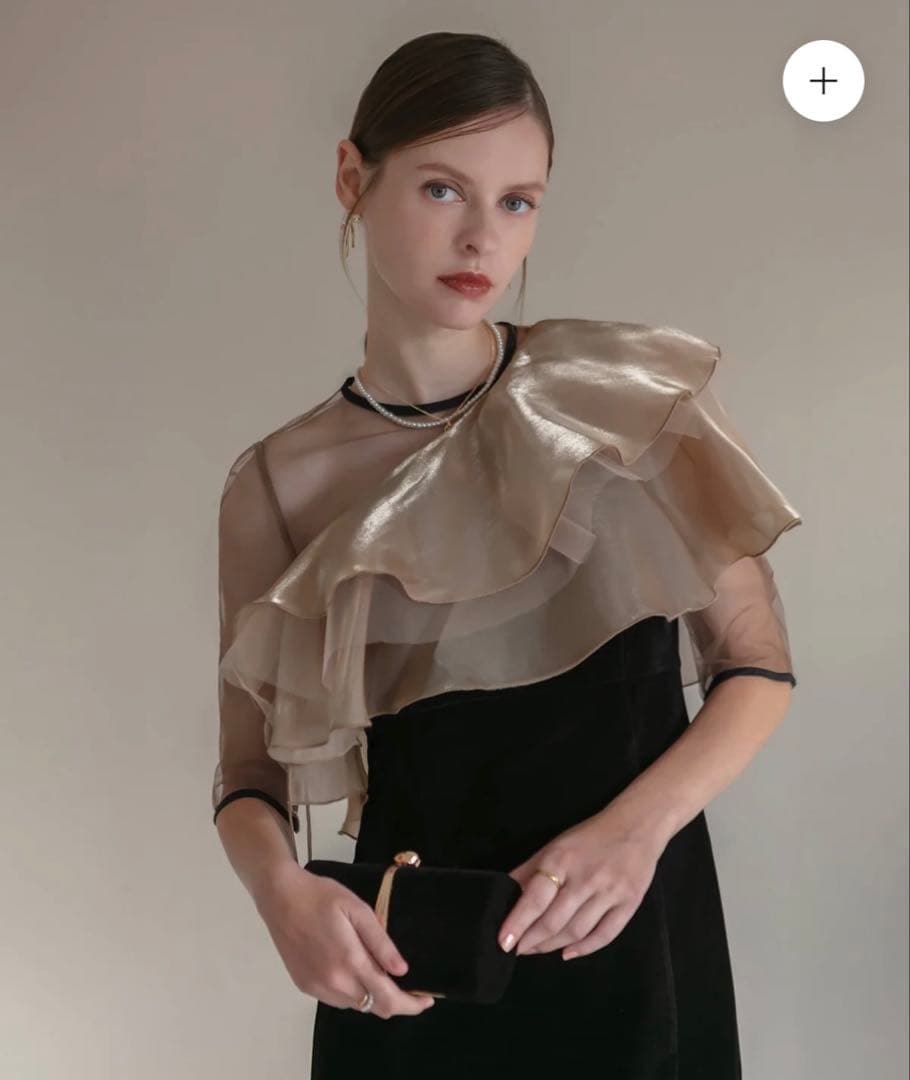 アシンメトリーティアードフリル3WAYベロアワンピースドレス