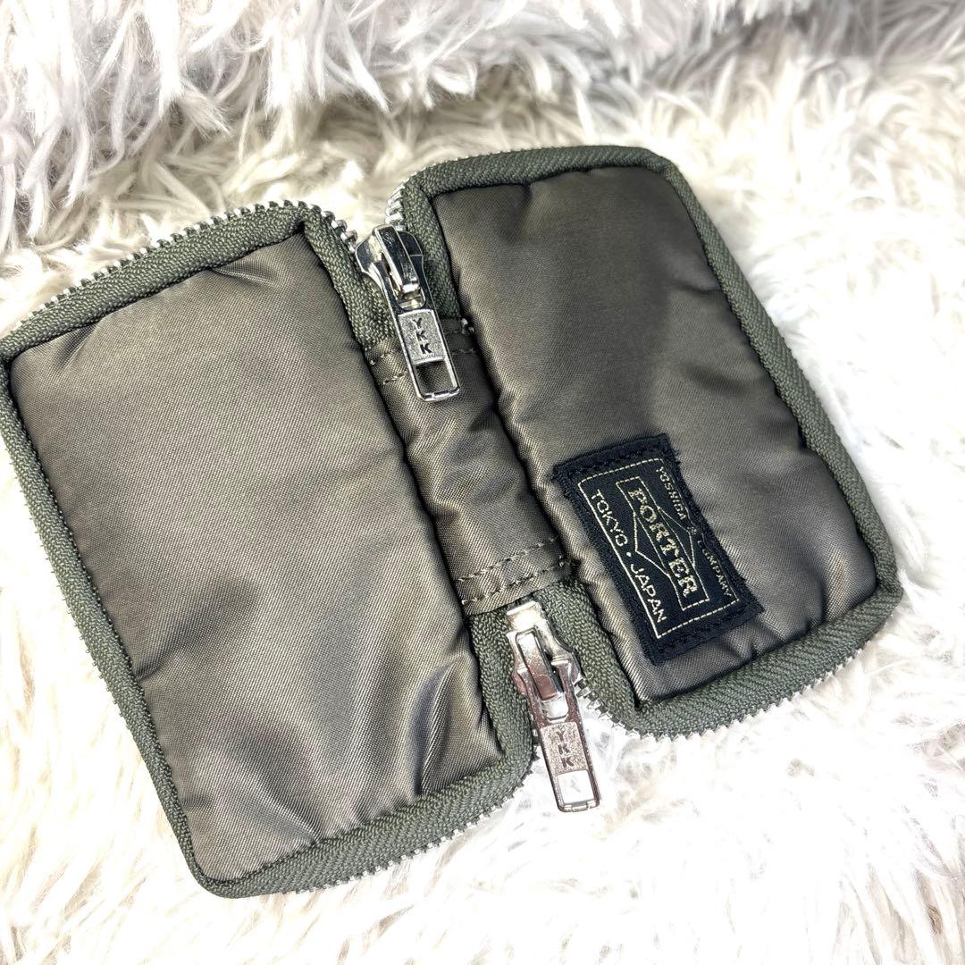 希少✨ポーター タンカー ラウンドファスナー キーケース セージグリーン　グレー