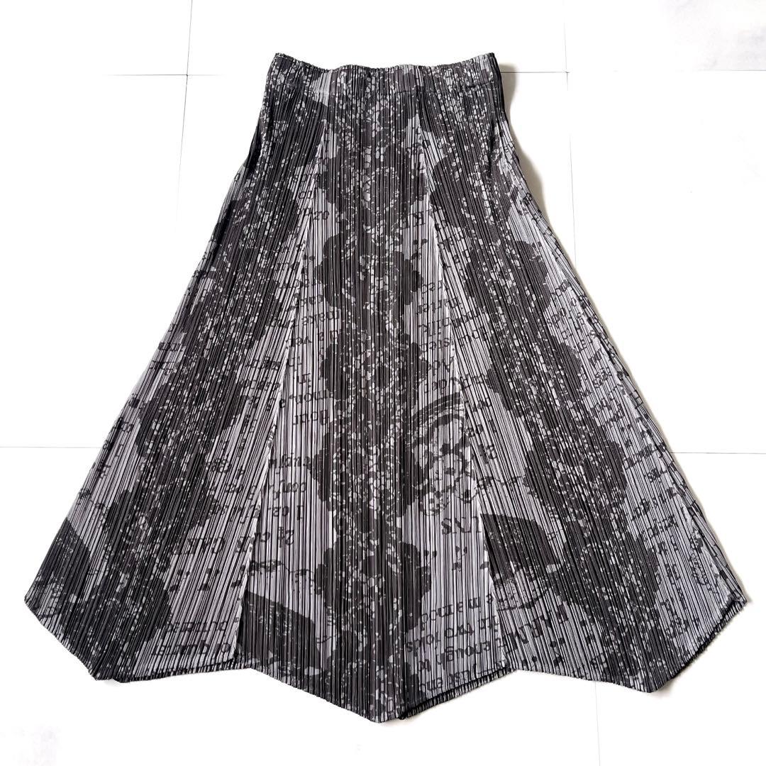 美品 プリーツプリーズ 変形スカート プリーツスカート レシピ柄 サイズ1