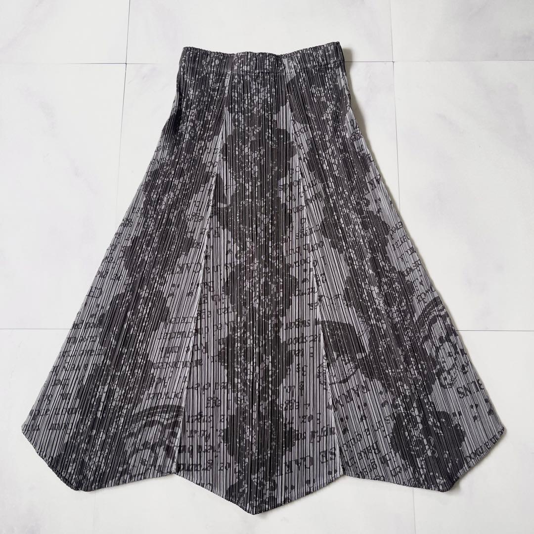 美品 プリーツプリーズ 変形スカート プリーツスカート レシピ柄 サイズ1