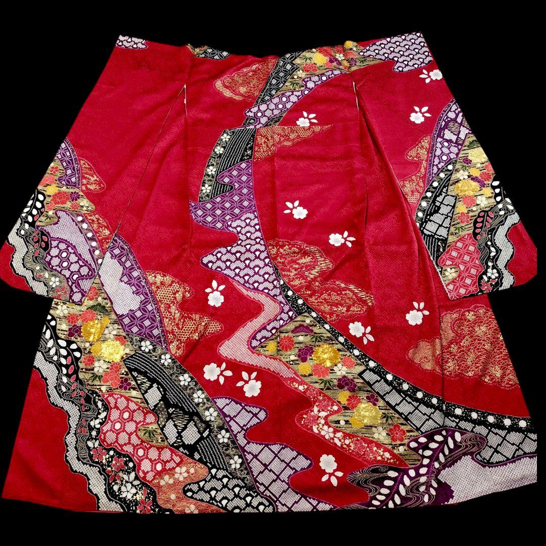 大特価SALE中☆振袖フルセット(7点)・成人式・総絞り・エンボス加工・金駒刺繍