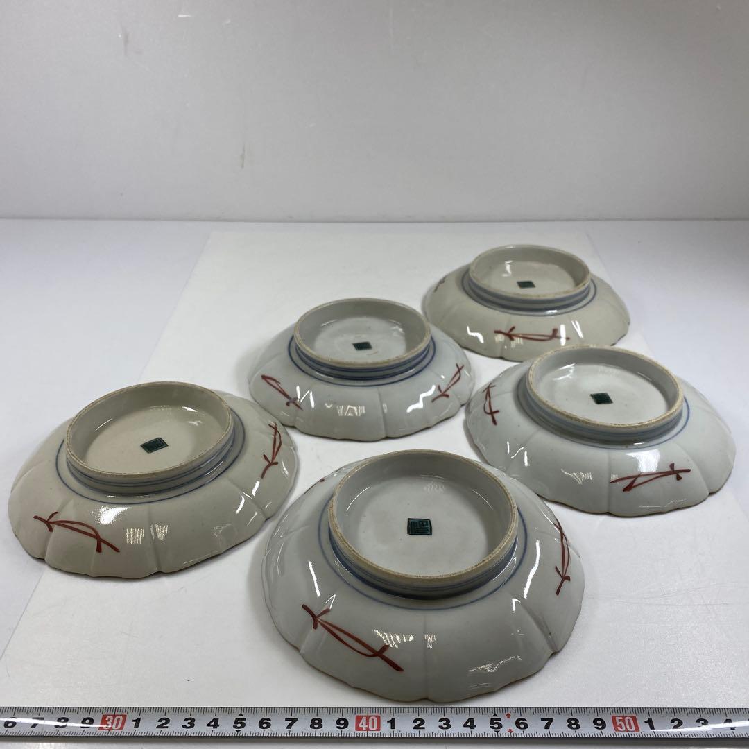 時代　九谷　銘々皿5客　幅約15㎝　東Y7-0404①タルサ