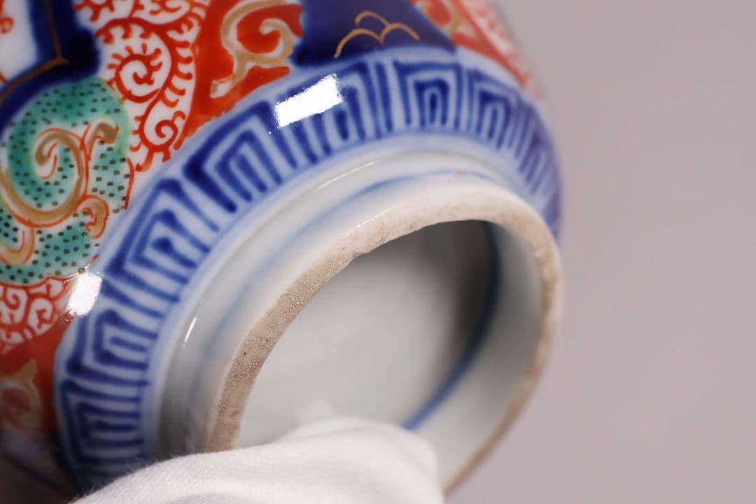 【CM125】古伊万里 扇面 色絵向付 五客 猪口 小鉢 扇面 草花 唐草 錦