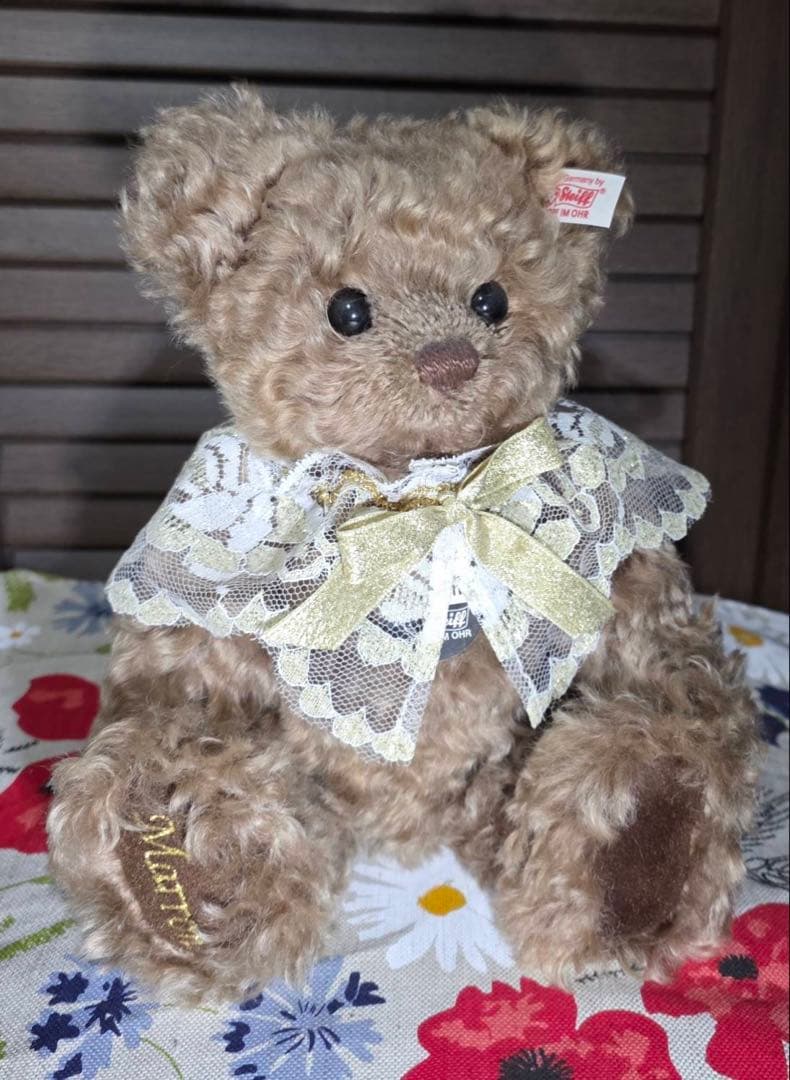 Steiff シュタイフ　ぬいぐるみ マロン　茶色 レース付き