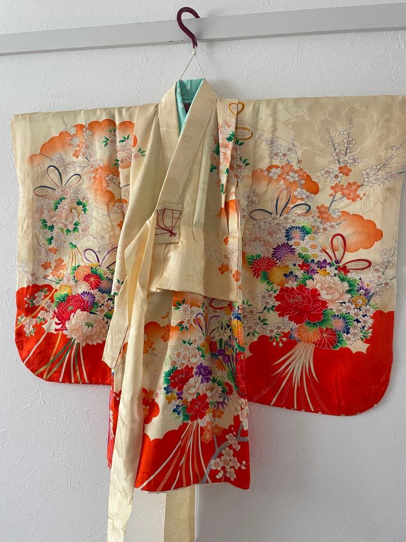 七五三　３歳　正絹お着物セット　正絹被布コーデ