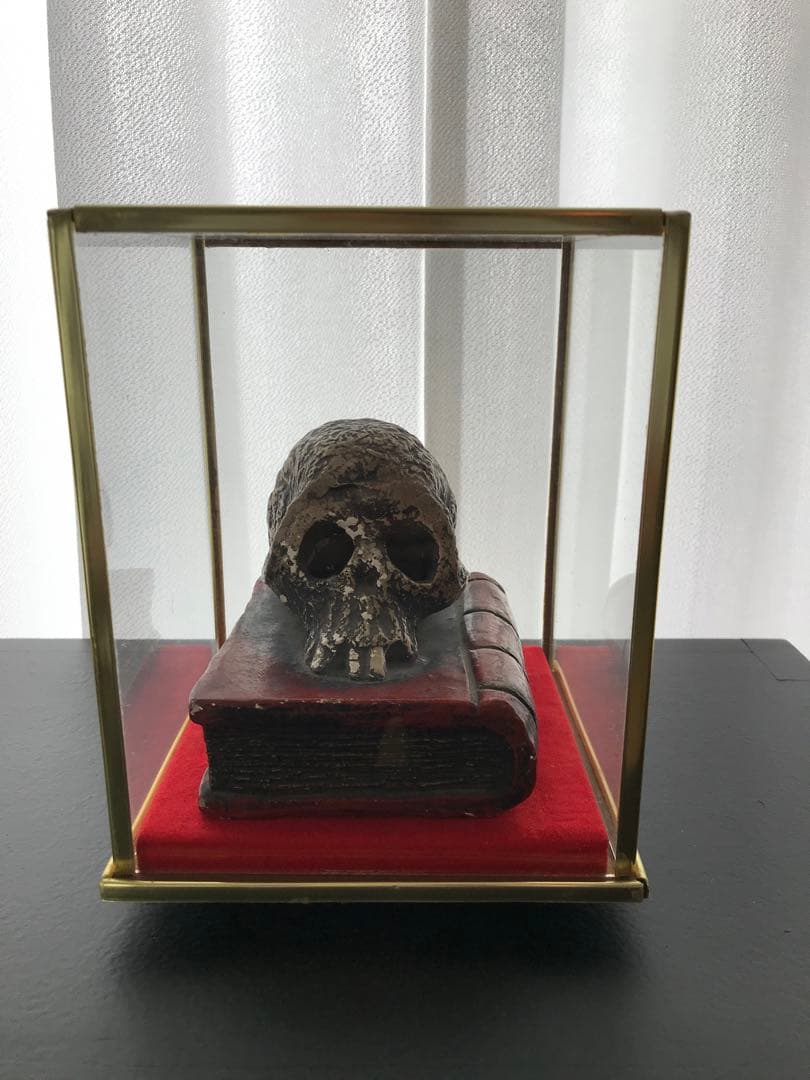 希少 京焼 野晒し髑髏 ドクロ 在銘 置物 陶器 昭和 骨董 珍品 レア