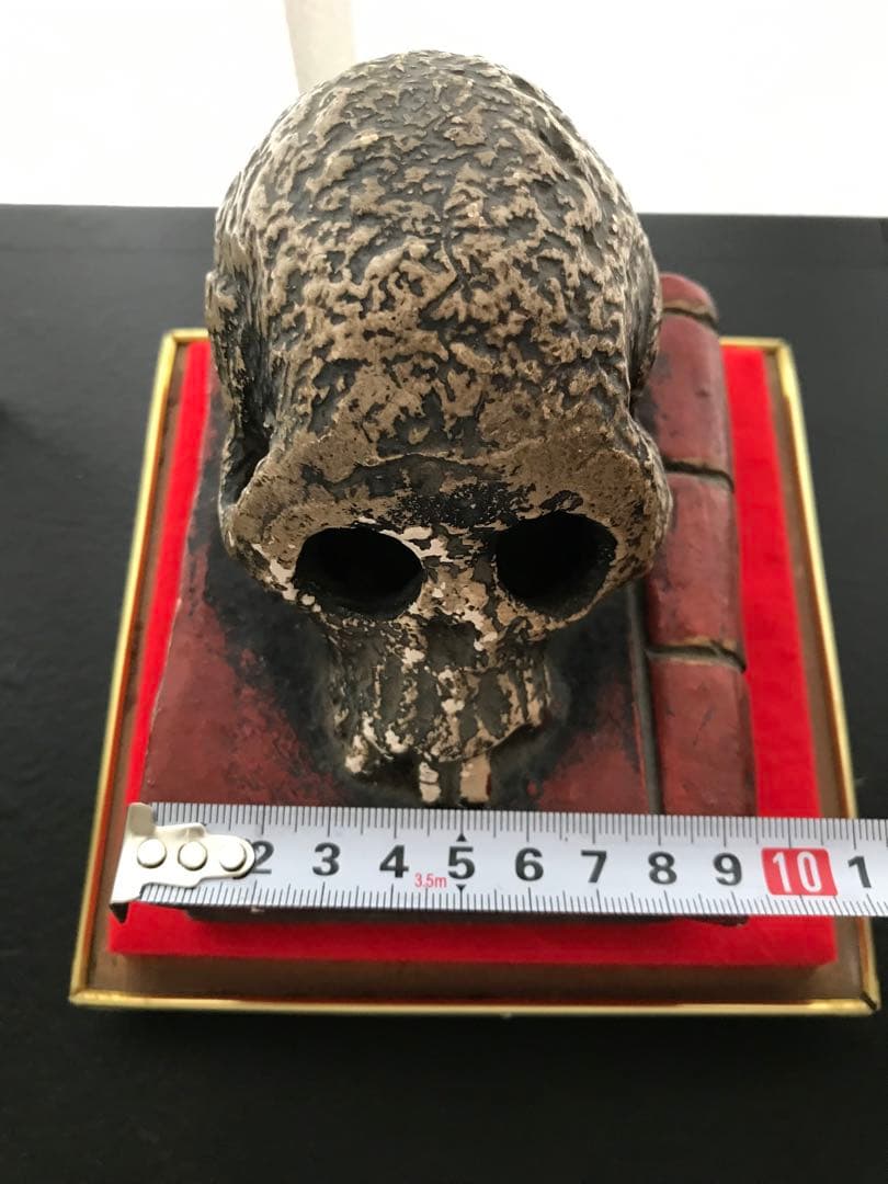 希少 京焼 野晒し髑髏 ドクロ 在銘 置物 陶器 昭和 骨董 珍品 レア