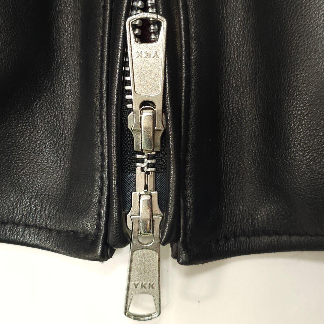 バッファローボブズ 羊革 シングルライダースジャケット 襟無し ファントム 黒