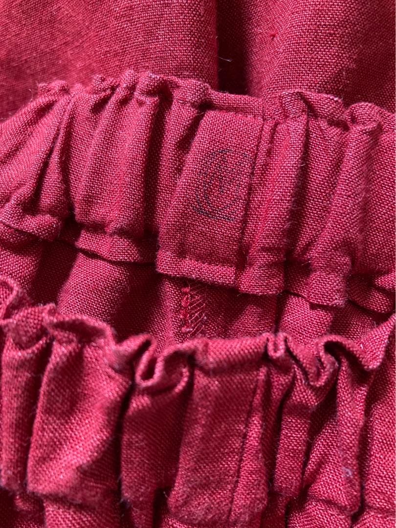 ヤンマ　ヤンマ産業　キュロットパンツ　リネン100% 赤　ガウチョパンツ