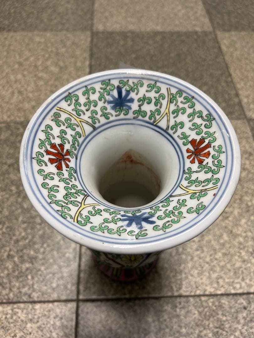 中国古美術　五彩龍紋染付花瓶【大明萬歷年製】在銘F-0