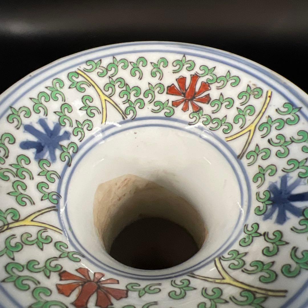 中国古美術　五彩龍紋染付花瓶【大明萬歷年製】在銘F-0