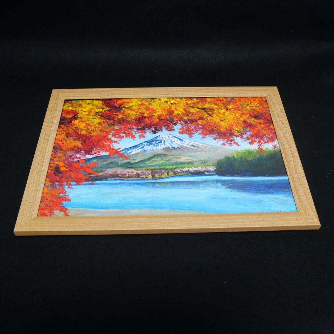 油絵 油彩 油彩画 絵 絵画【富士山と紅葉】