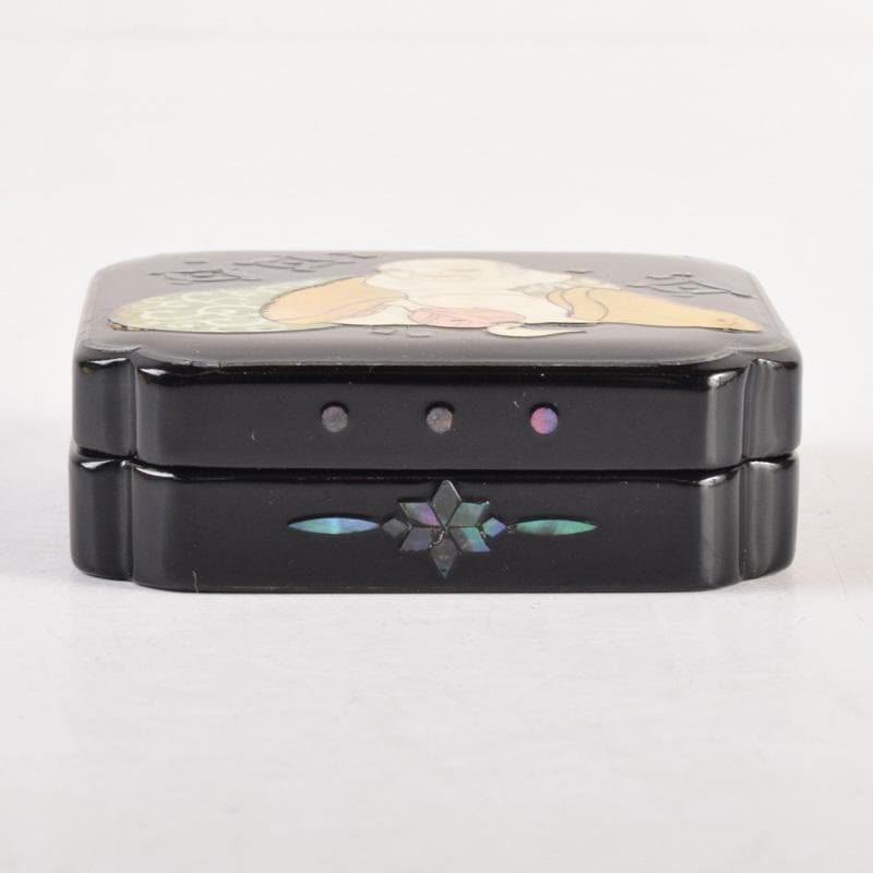 茶道具　壱寿作　螺鈿装飾　布袋蒔絵　香合　共箱　V　8324