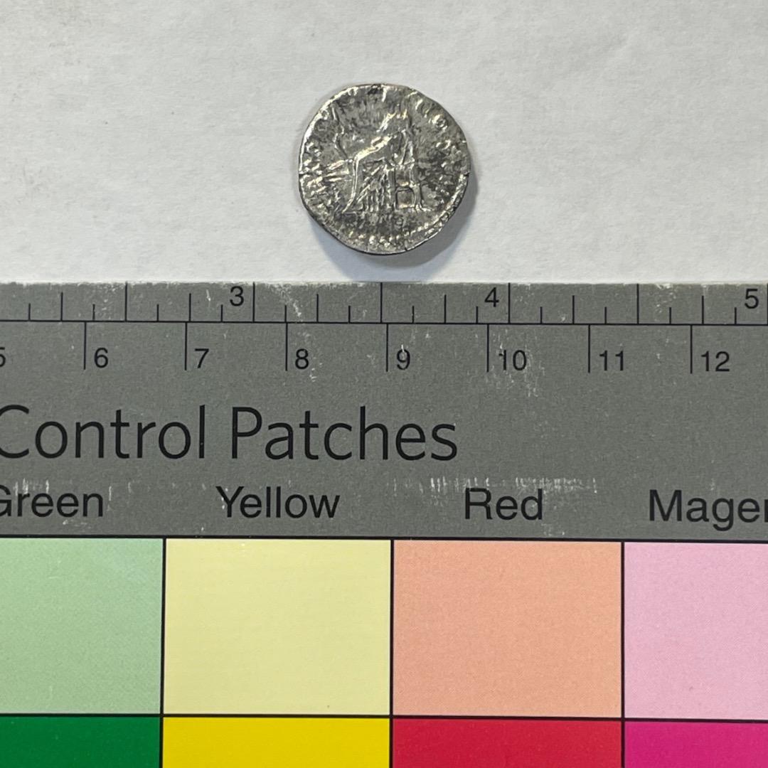 【古代ローマ 銀貨】155-156年 アントニヌス・ピウス 女神 サルス 座像