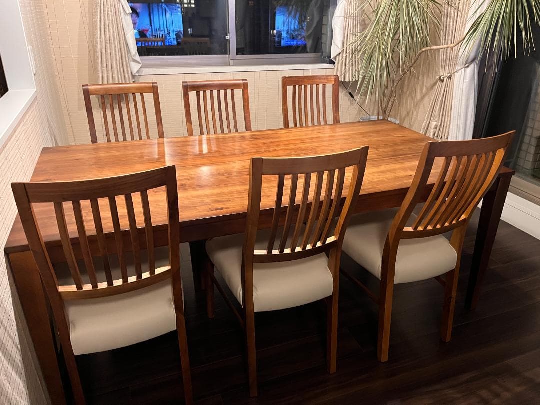 【美品】天然木ダイニングセット（テーブル＋チェア6脚）