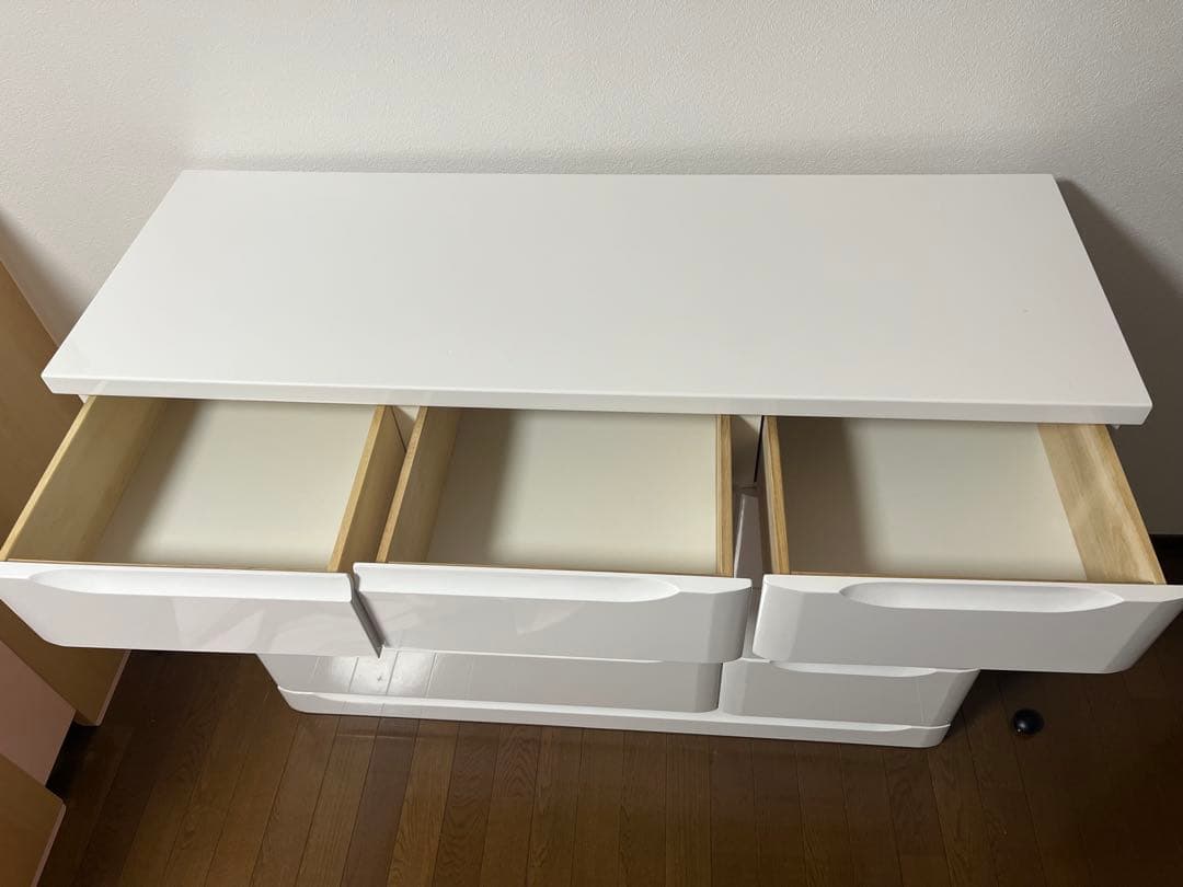 ホワイト 9段引き出しキャビネット