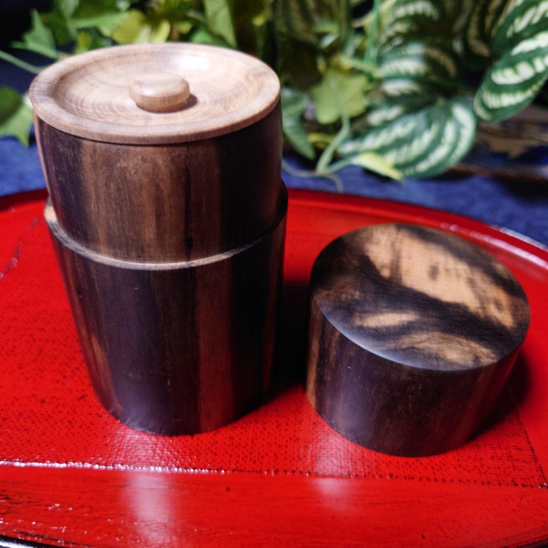 黒柿 茶筒 総黒柿