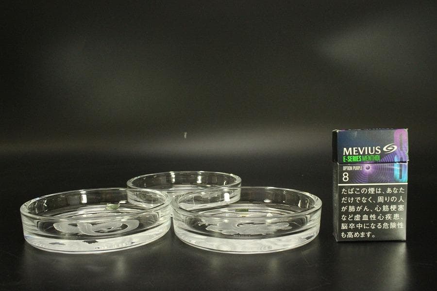 HOYA クリスタル 龍皿 3個 揃 未使用(A608)