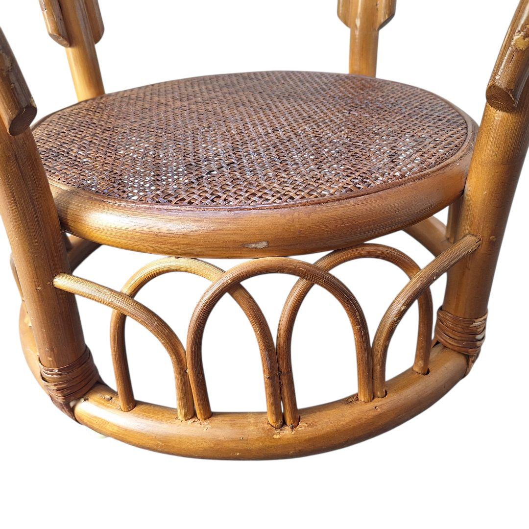 【良品】ヴィンテージ ラタン サイドテーブル ガラス