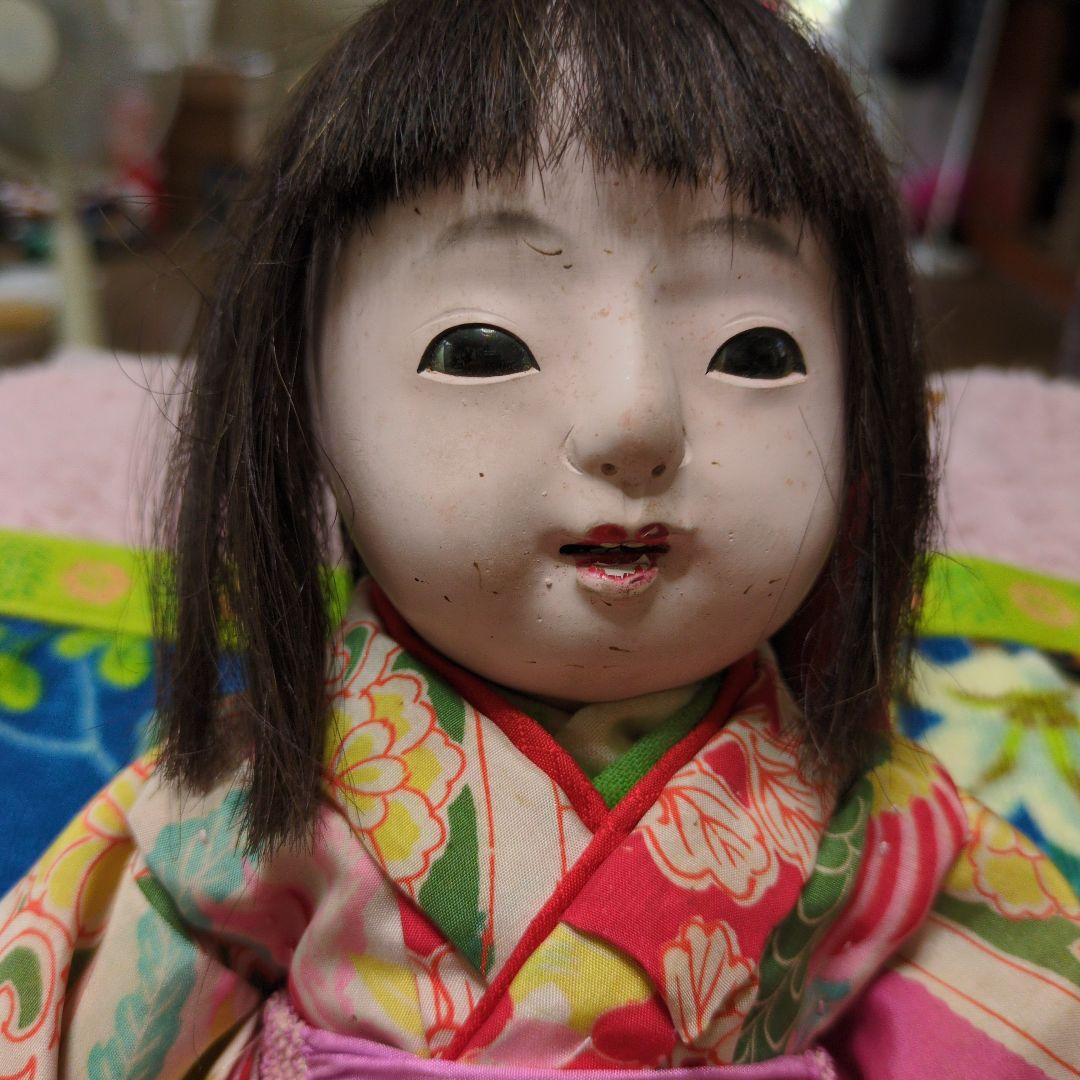 超可愛市松人形　縮緬座布団大正時代