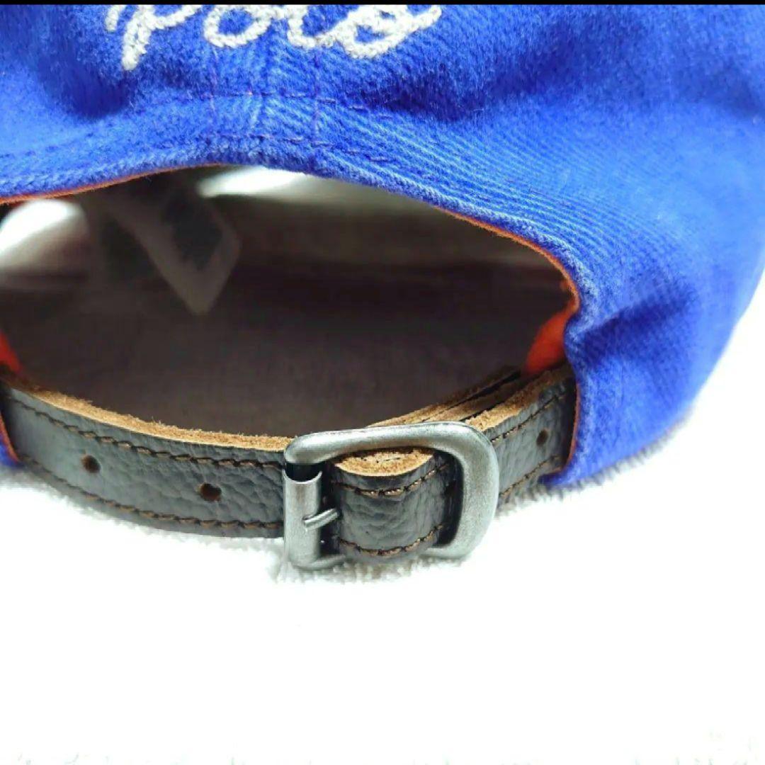 【ラルフローレン】キャップ P ロゴ コットンツイル 牛革 本革 ブルー