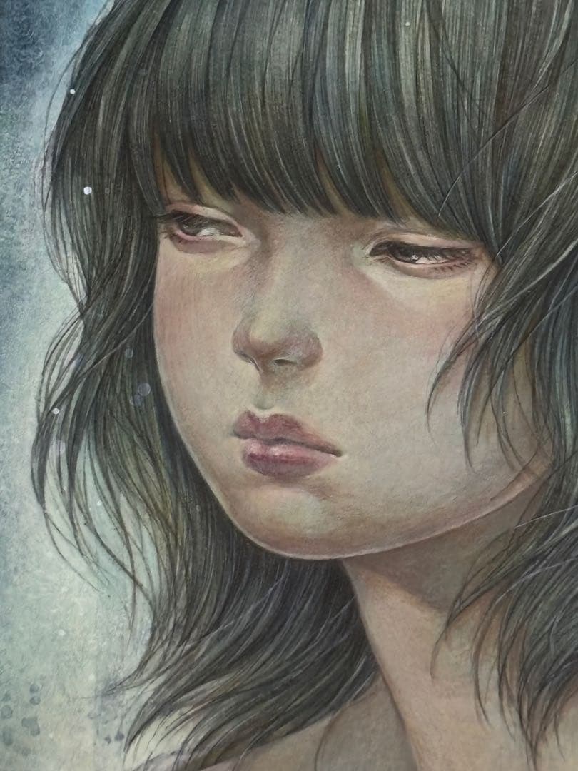 「夢現」 八頭こほり アクリル画 女性の肖像 フレーム付き