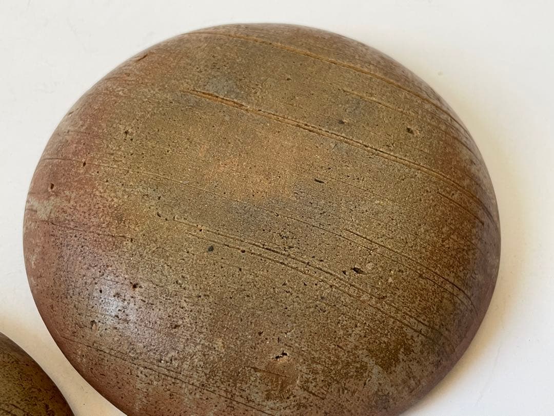 陶芸家　人間国宝　濱田庄司　浜田庄司　？　鉄絵　トウキビ文　丸皿　三寸皿　2枚