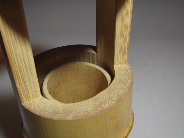 黒田正玄 竹置筒花入「嘉祥」而妙斎花押の逸品! n563