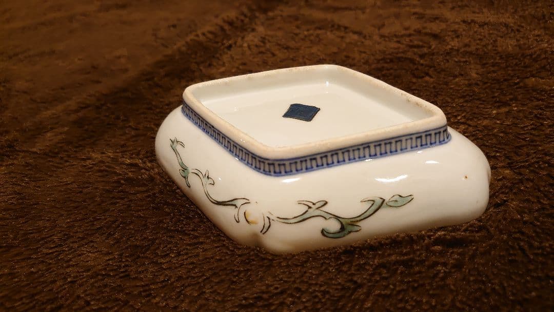 古九谷　九谷焼　菱形皿　蔵出し　唐人図　茶道具　１客