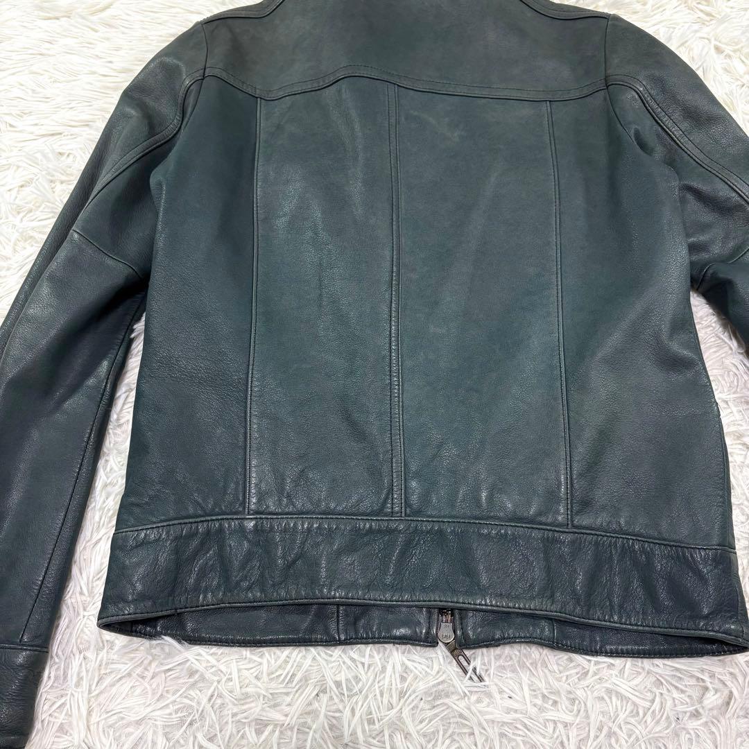 【美品/レア】ガラアーベント 牛革 シングル ライダースジャケット カーキ S