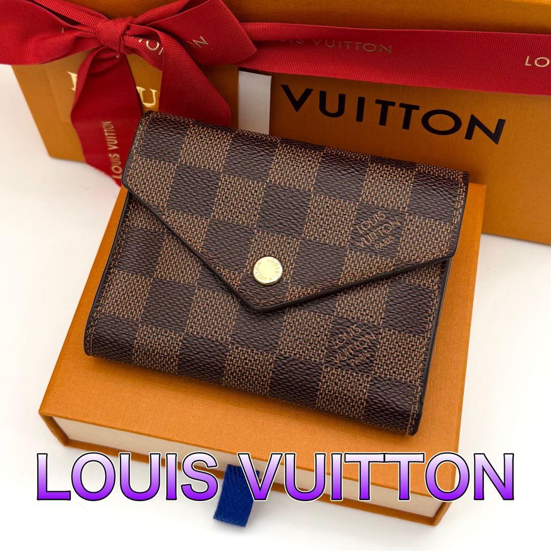 ルイヴィトン ダミエ ポルトフォイユ ヴィクトリーヌ 三つ折り財布 ピンク