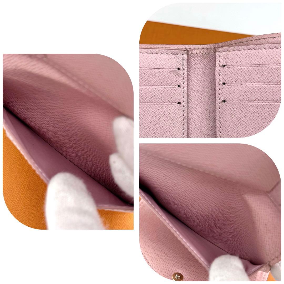 ルイヴィトン ダミエ ポルトフォイユ ヴィクトリーヌ 三つ折り財布 ピンク