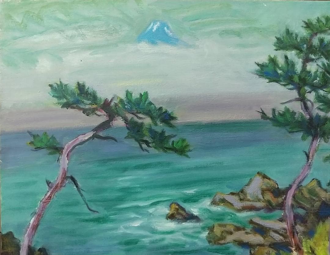油彩画「荒崎海岸」油絵 絵画  風景画 P10