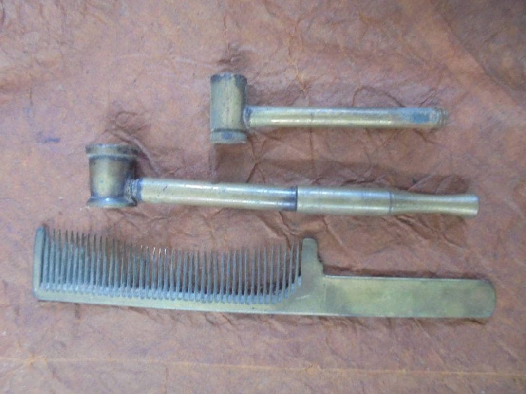 AKa6145　古銅　煙管　櫛　セット